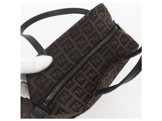 FENDI Zucchino Canvas Hand Bag Black - vista 6