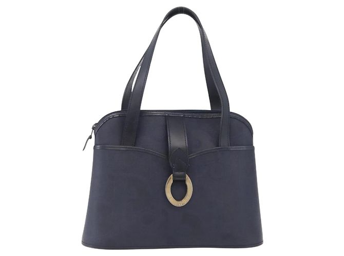 Christian Dior Trotter Canvas Hand Bag PVC Navy Gold - vista 2