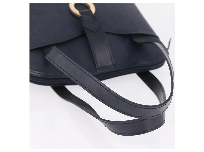 Christian Dior Trotter Canvas Hand Bag PVC Navy Gold - vista 7