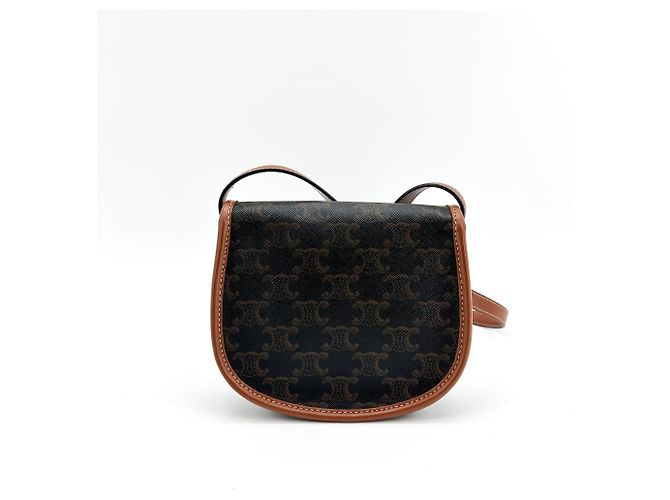 Céline Celine Besace Flap Triomphe Coated Canvas Mini - vista 2