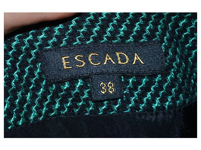 Escada grünes Etuikleid aus Wolle und Seide - Ansicht 5