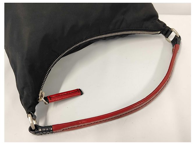 Prada Borsa Hobo con zip in nylon e pelle vernita - vista 4
