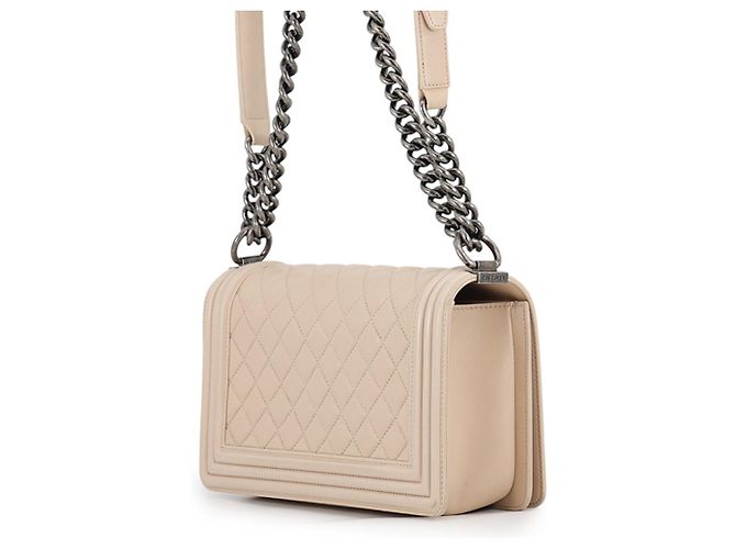 Borsa a tracolla con catena Chanel in pelle d'agnello beige - vista 2