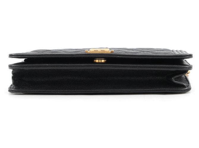 Borsa a tracolla Chanel in pelle di vitello grana nera - vista 3
