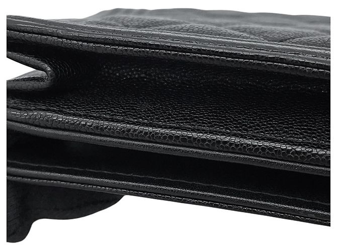 Borsa a tracolla Chanel in pelle di vitello grana nera - vista 9