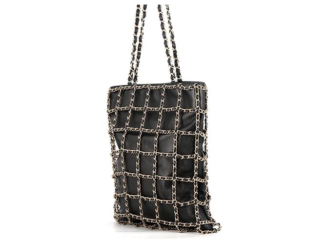 Borsa Tote con catena Chanel in pelle d'agnello nera - vista 2
