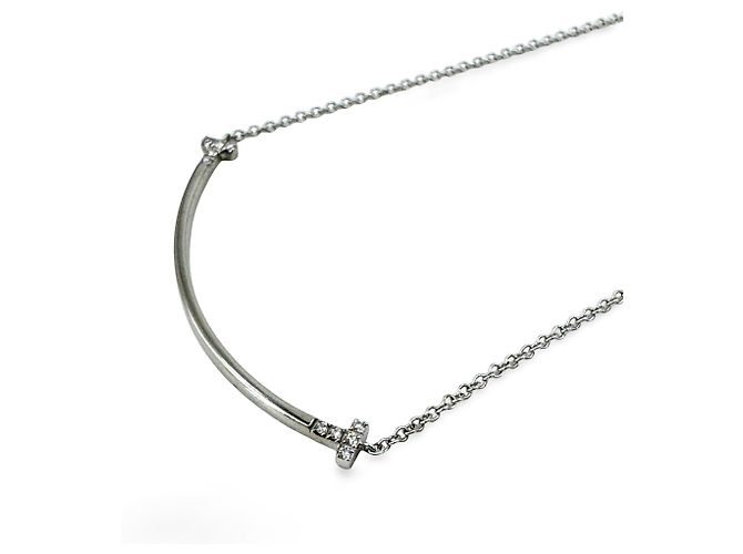 Pendentif Tiffany & Co. T Smile en or blanc 18K et diamants - vue 2