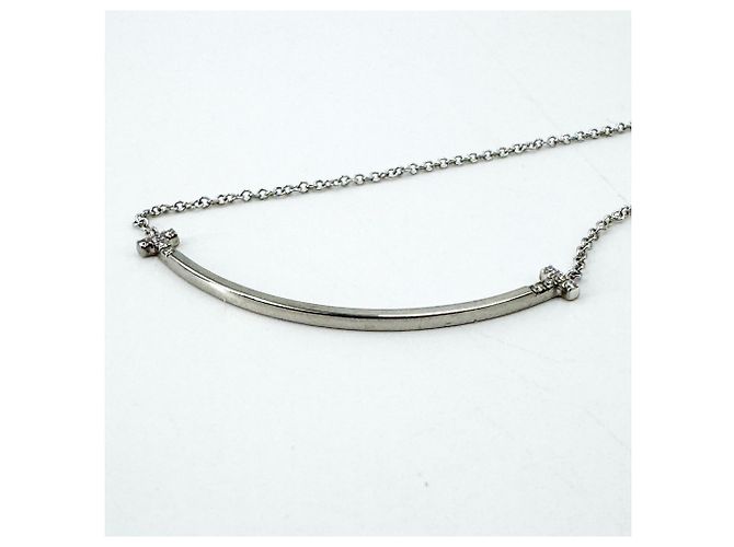 Pendentif Tiffany & Co. T Smile en or blanc 18K et diamants - vue 3