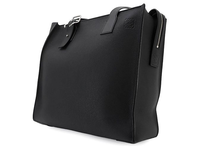 mala Tote Loewe em couro preto com fivela e fecho de correr - vista 9