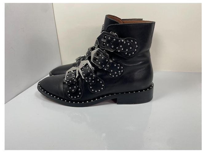 Givenchy Botines de piel negra con hebillas de tachuelas - vista 2