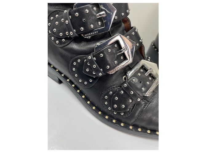 Givenchy Botines de piel negra con hebillas de tachuelas - vista 4