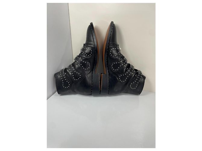 Givenchy Botines de piel negra con hebillas de tachuelas - vista 6