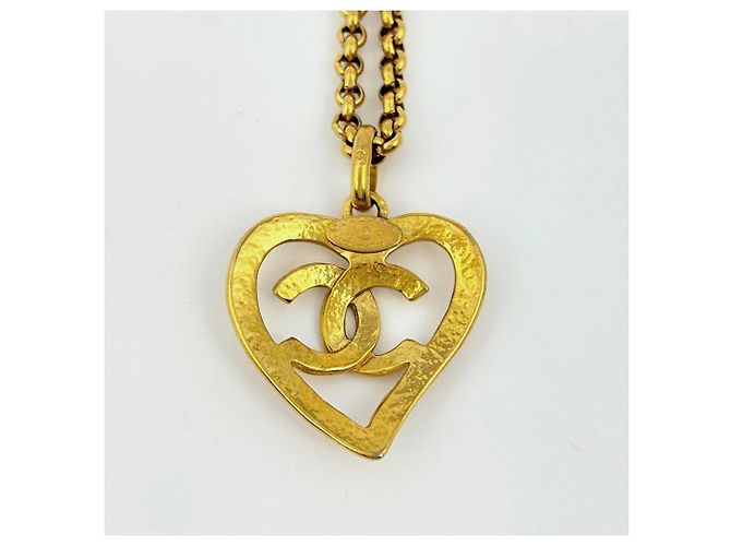 Collana Chanel placcata oro con cuore Coco Mark - vista 2