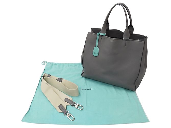 Autre Marque Borsa in pelle grigia Tiffany & Co. - vista 7