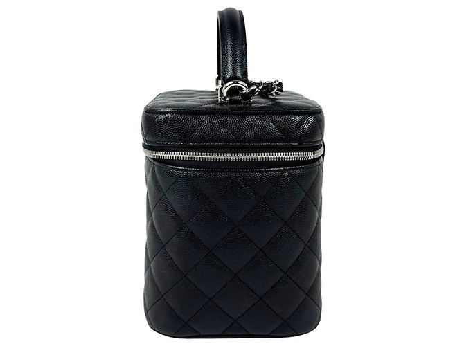 Borsa a tracolla e vanity Chanel in pelle di vitello granulata nera - vista 2