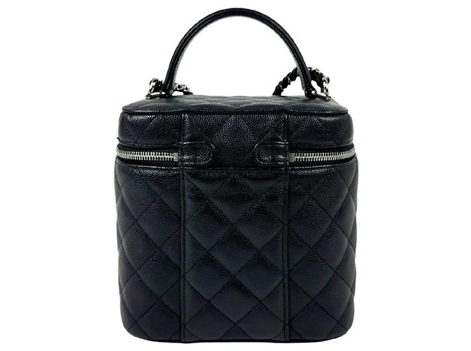 Borsa a tracolla e vanity Chanel in pelle di vitello granulata nera - vista 3