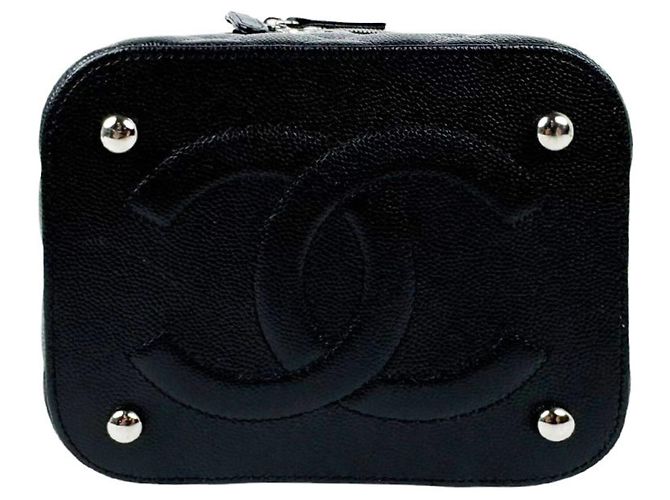 Borsa a tracolla e vanity Chanel in pelle di vitello granulata nera - vista 4