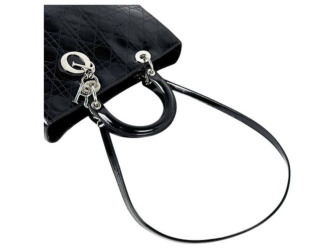 Borsa Christian Dior Lady Large in pelle verniciata nera - vista 11