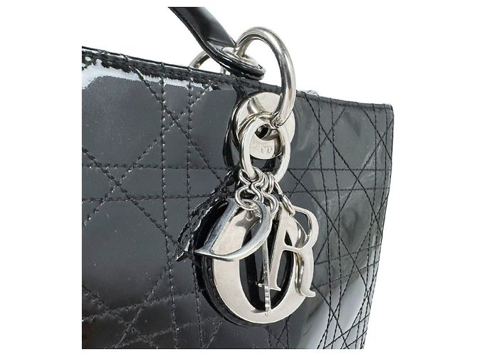 Borsa Christian Dior Lady Large in pelle verniciata nera - vista 12