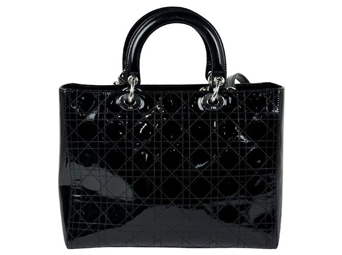 Borsa Christian Dior Lady Large in pelle verniciata nera - vista 3