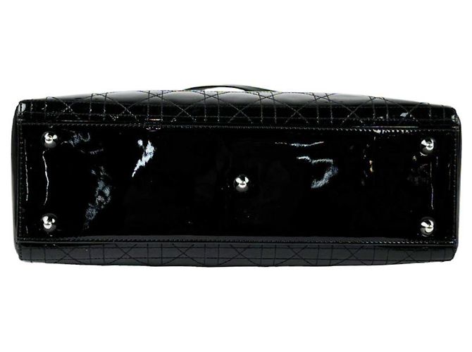 Borsa Christian Dior Lady Large in pelle verniciata nera - vista 4