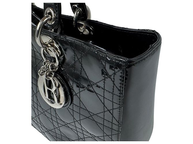 Borsa Christian Dior Lady Large in pelle verniciata nera - vista 6