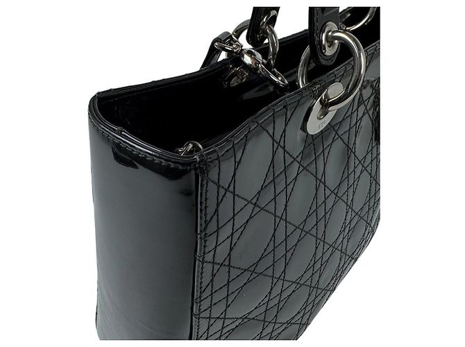 Borsa Christian Dior Lady Large in pelle verniciata nera - vista 7