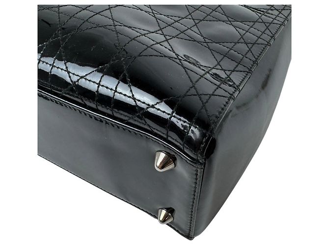 Borsa Christian Dior Lady Large in pelle verniciata nera - vista 8