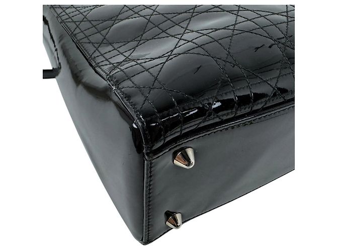 Borsa Christian Dior Lady Large in pelle verniciata nera - vista 9
