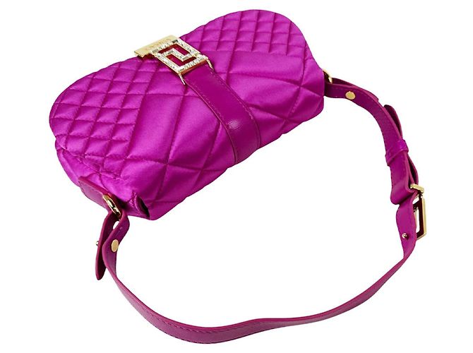 Borsa a tracolla in raso Versace Rosa - vista 10