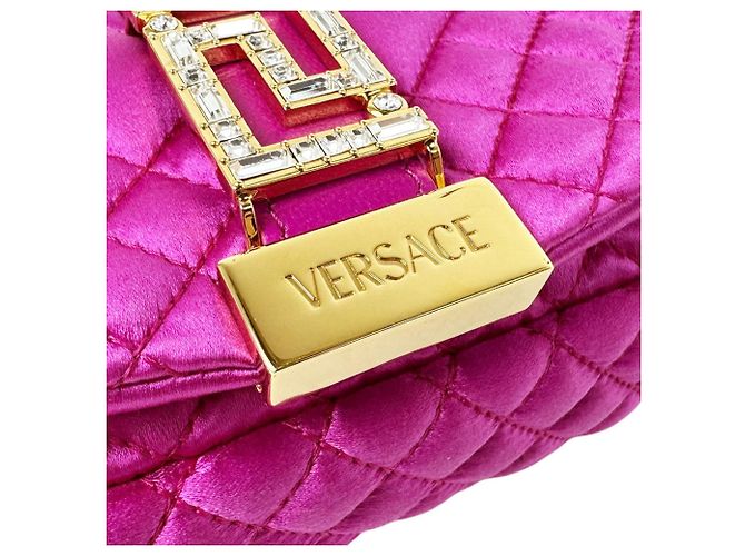 Borsa a tracolla in raso Versace Rosa - vista 11