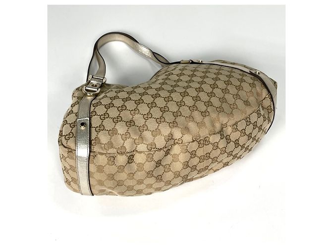 Borsa Tote Gucci in Tela GG Beige e Oro - vista 2