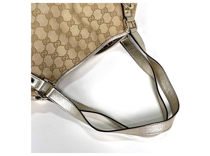 Borsa Tote Gucci in Tela GG Beige e Oro - vista 5