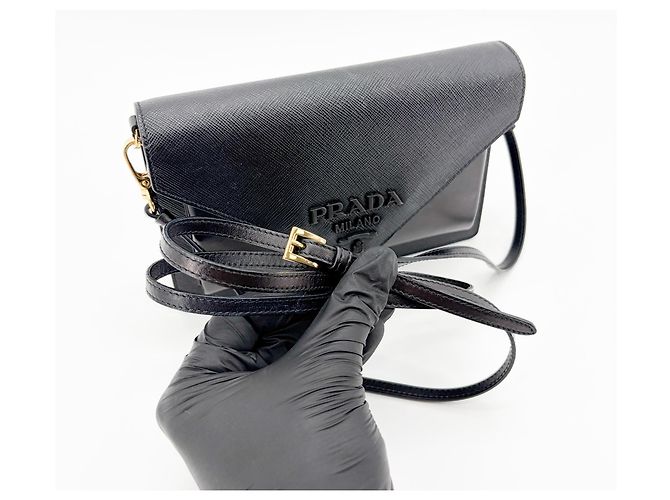 Clutch Busta Prada in Pelle Saffiano Small - vista 7