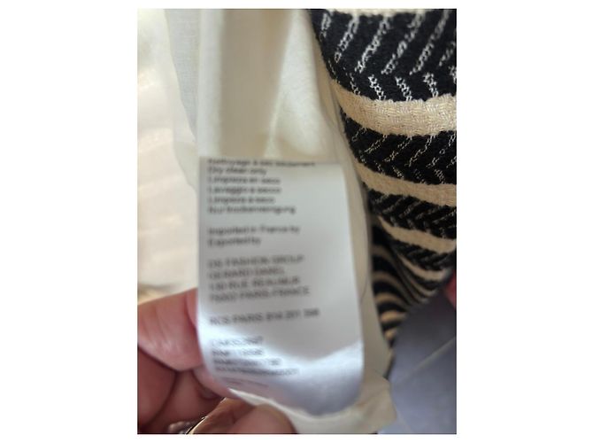 Gerard Darel PABLO by Gérard Darel Schwarz & Écru Gestreifte Tweed-Jacke - Ansicht 2