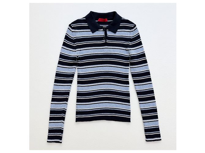 Autre Marque MAX&Co. Polo de punto a rayas azul y blanco - vista 3