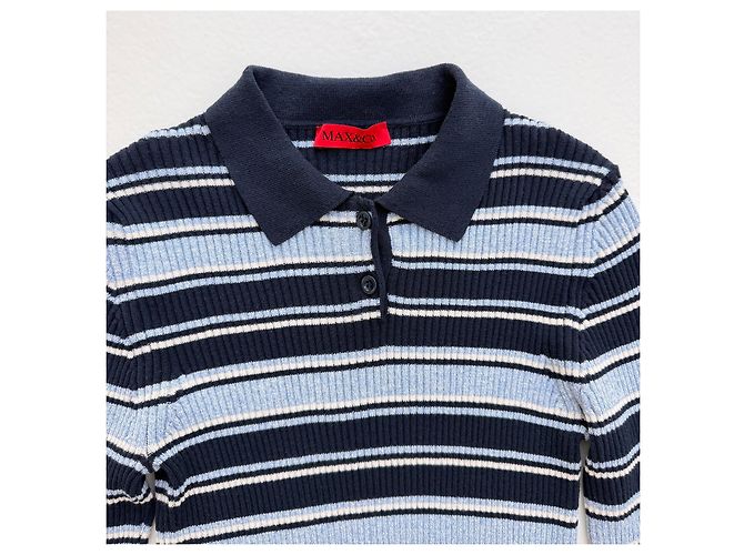 Autre Marque MAX&Co. Polo de punto a rayas azul y blanco - vista 6