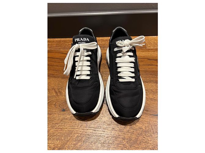 Sneakers Prada in Re-Nylon e pelle nere - vista 10