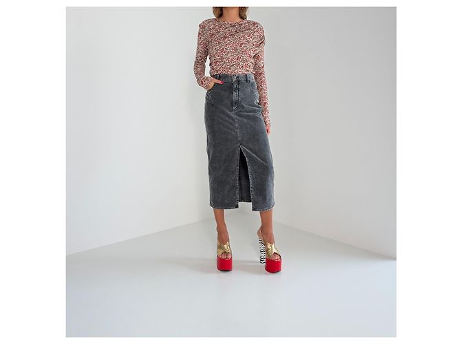 Isabel Marant Etoile Isabel Marant Étoile Falda midi de denim gris Odalie - vista 3