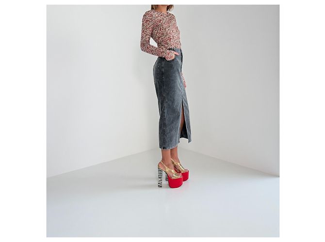 Isabel Marant Etoile Isabel Marant Étoile Falda midi de denim gris Odalie - vista 6