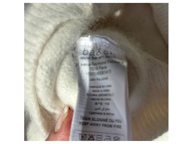 Ba&Sh Weißer Angora-Pullover mit Strasssteinen - Ansicht 4