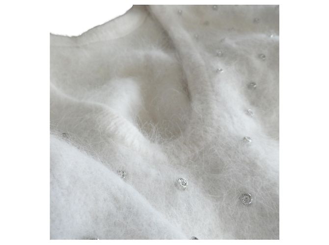 Ba&Sh Weißer Angora-Pullover mit Strasssteinen - Ansicht 6