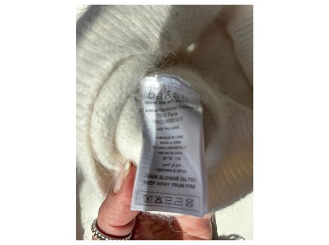 Ba&Sh Weißer Angora-Pullover mit Strasssteinen - Ansicht 7