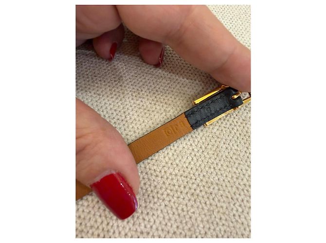 Hermès Bracciale Small Double Tour Pelle Nero Oro - vista 6