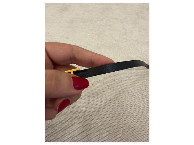 Hermès Bracciale Small Double Tour Pelle Nero Oro - vista 7