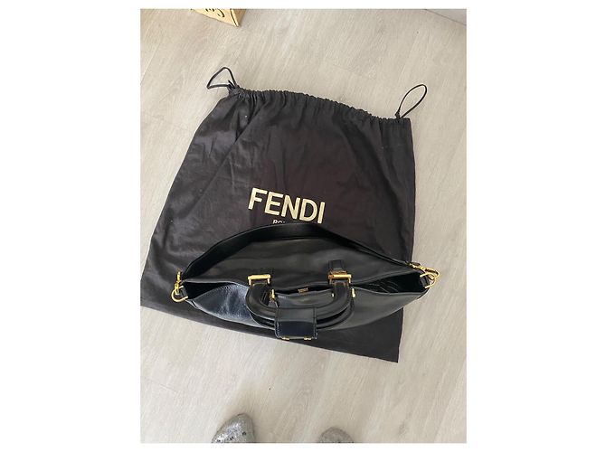 Borsa a mano Fendi FF Tote Bag Medium – Pelle Vitello Glacier Noir (Full Set) - vista 3