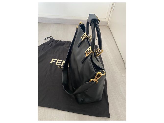 Borsa a mano Fendi FF Tote Bag Medium – Pelle Vitello Glacier Noir (Full Set) - vista 4