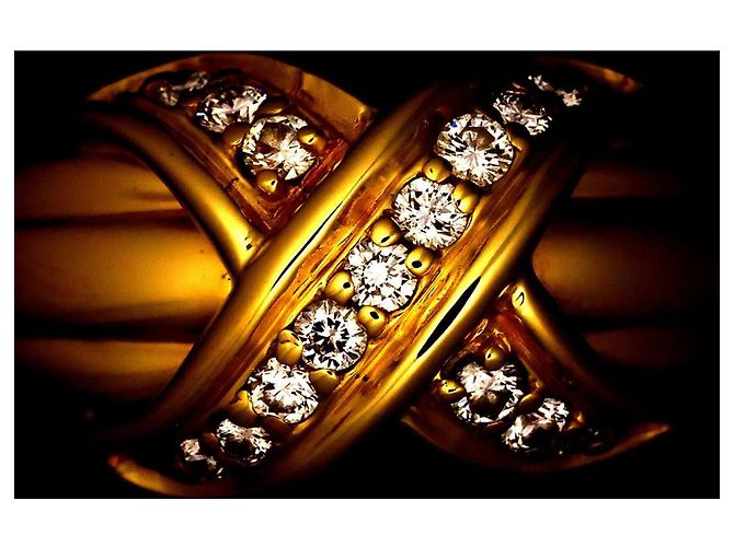 Autre Marque Tiffany & Co. Ehering aus 18K Gelbgold mit Diamanten - Ansicht 6