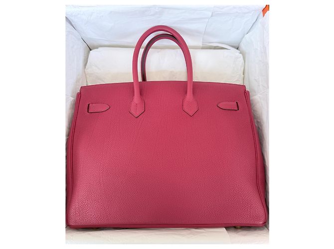 Borsa a mano Hermès Birkin 35 in pelle Togo - Rouge Vif - vista 3