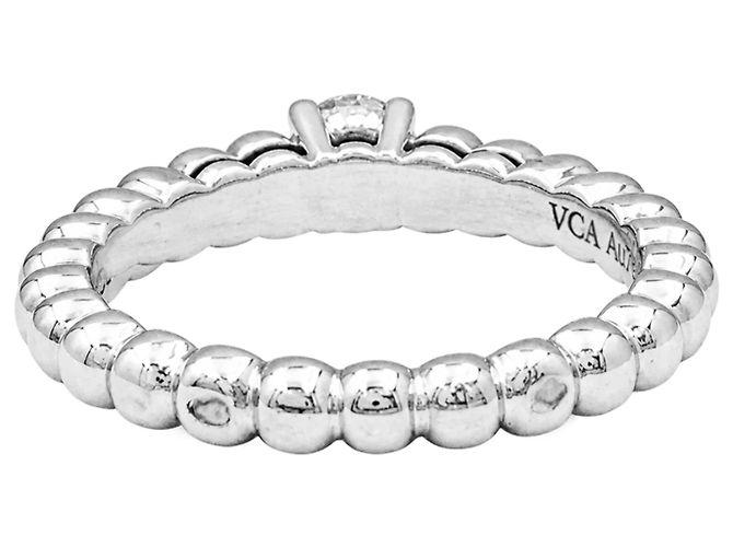 Van Cleef & Arpels Solitärring, "Perlée", Weißgold und Diamant. - Ansicht 3